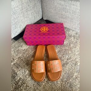 Tory Burch Brown Slide Sandals